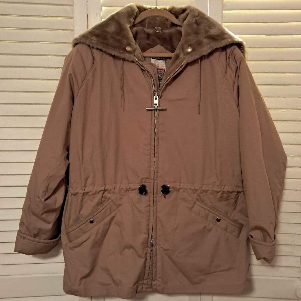 MIGHTY MAC OUT O'GLOUCESTER HOODED FLEECE LINED JACKET COAT L